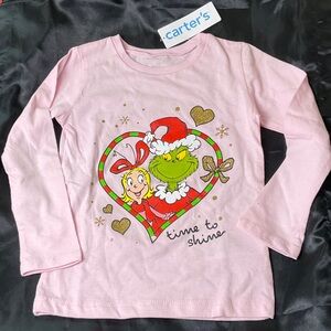 Carter's Pink Holiday Grinch Long Sleeve Tee